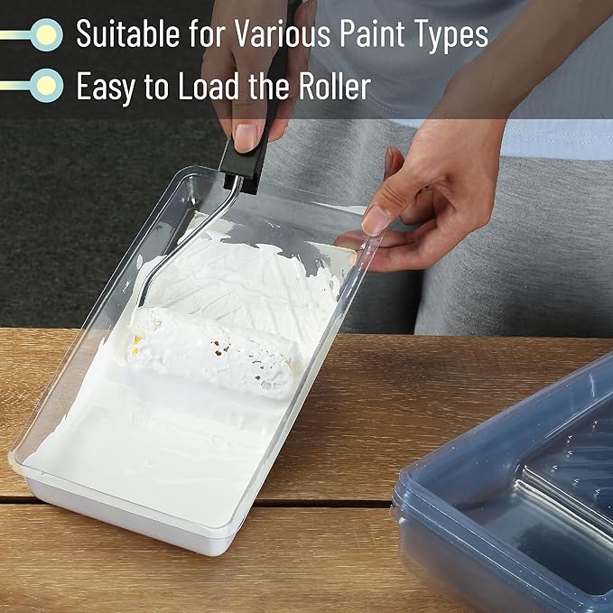 Bates- Paint Tray Liner, 4 Inch, 12 Pack, Clear, Plastic Disposable Paint Tray for Painting Walls