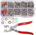 100 Sets Snap Button Kit with 10 Colors,Metal Snaps Buttons with Metal Pliers and Fastener Parts,Multicolor Press Tool Kit Perfect for DIY Clothing and Crafts(9.5mm)