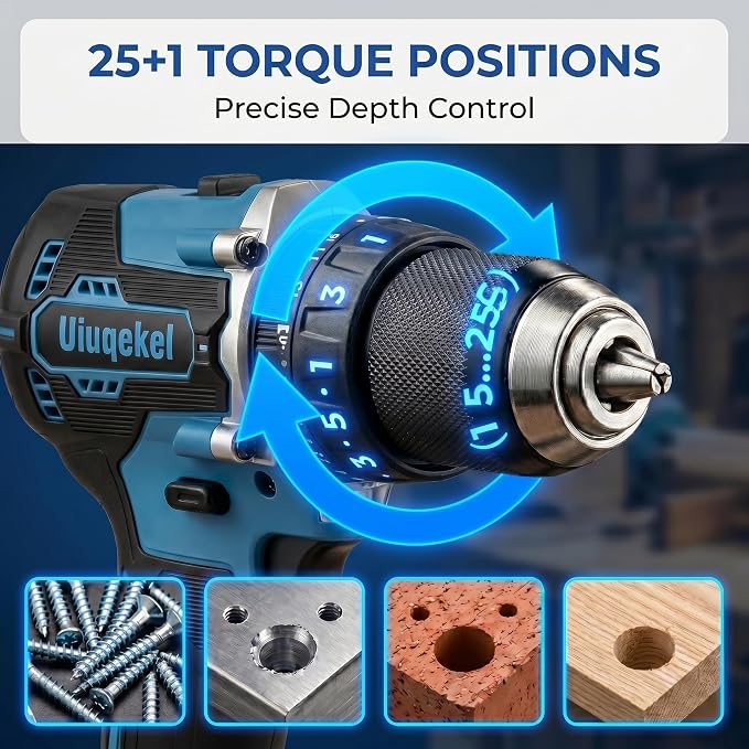 Brushless Cordless Drill Driver Kit, 575 In-Lbs Torque, 25+1 Clutch, 2-Speed Power Drill for Wood, Metal, DIY Home Repair & Furniture Assembly
