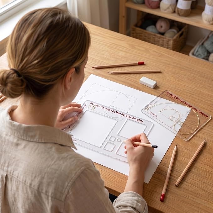 Fibonacci 6" Square & Spiral Set of Templates: A Fibonacci-Inspired Set of Templates for Drawing Tool for Artists Allows The Simple Application of The Golden or Divine Ratio for Artistic Design