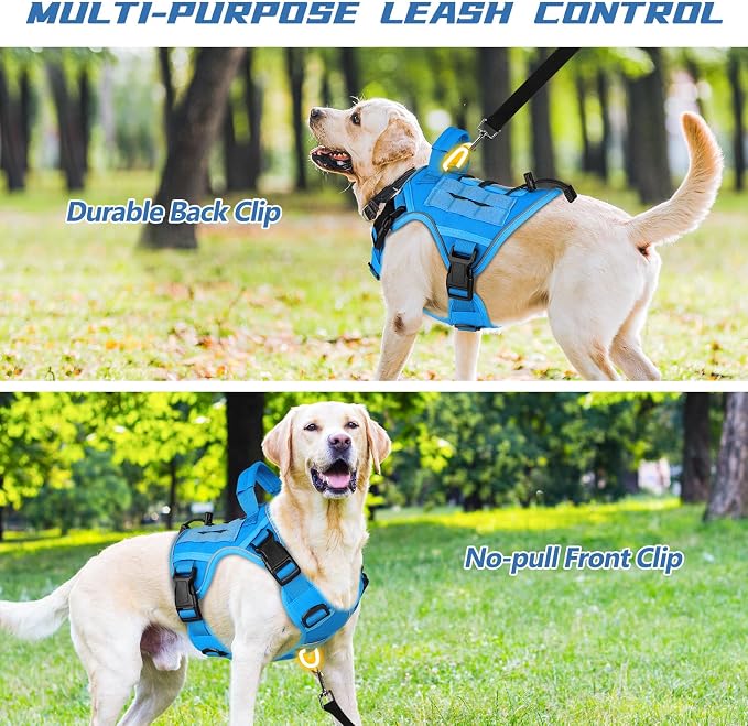 WINGOIN Blue Tactical Dog Harness for Medium Size Dogs,No Pull Dog Harness | Heavy Duty with Handle,Adjustable Reflective,Military K9 Pet Vest,for Pitbull Female Male,for Walking Hiking Hunting