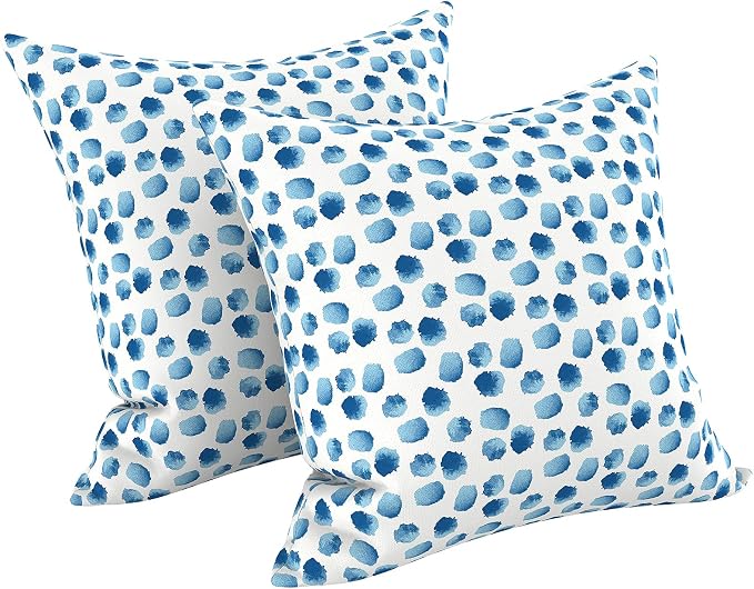 LVTXIII Outdoor/Indoor Throw Pillows, Decorative Throw Pillows with Inserts, 18"x18" Square Pillows for Bed, Couch, Sofa and Patio Furniture, Set of 2, Brush Blue