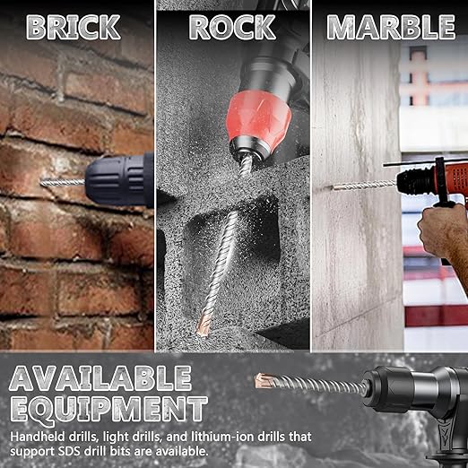 SDS Plus Rotary Hammer Drill Bit, 1-1/2"×18" (38mm×460mm) - 4 Carbide Cutting Edges & Coated Head | Heavy-Duty for Masonry, Concrete, Natural Stone, Brick Walls