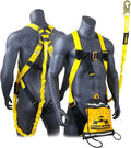 KwikSafety - SCORPION Safety Harness [w/Attached 6ft Lanyard] Safety Harness Fall Protection Kit ANSI OSHA