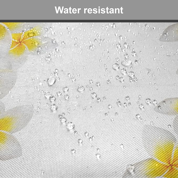 Lunarable Hawaiian Chair Cushion Pads Set 12, Frangipani Blossoms Exotic Nature Garden Plumeria Flower Frame Relaxation Theme, Anti-Slip Seat Padding for Kitchen & Patio, 16"x16", Yellow White