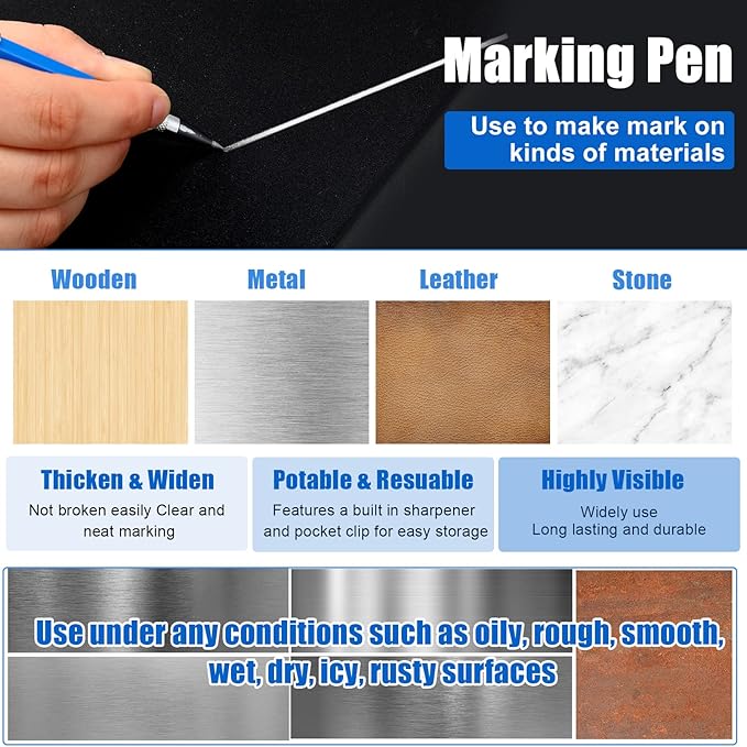 Gersoniel 2 Pcs Welders Pencil with 48 PCS Round Refills Mechanical Pencils Metal Welding Marker for Tube Pipe Fitter Welder Steel Construction Woodworking (Silver)
