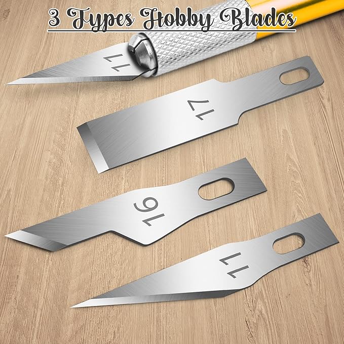DIYSELF Exacto Knife, 2 Exacto Knives with 40 Spare Exacto Blades, Craft Knife, Hobby Knife, Precision Exacto Knife Set for Crafts, Arts, Modeling, Scrapbooking (#11#16#17), Wood Carving Tools