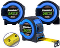 Greendale – 3 Pack Tape Measures 25 ft – Easy-Read Fractions, Magnetic Tip, Quick-Lock & Auto-Retract – Heavy-Duty Measuring Tape with Belt Clip – Blue