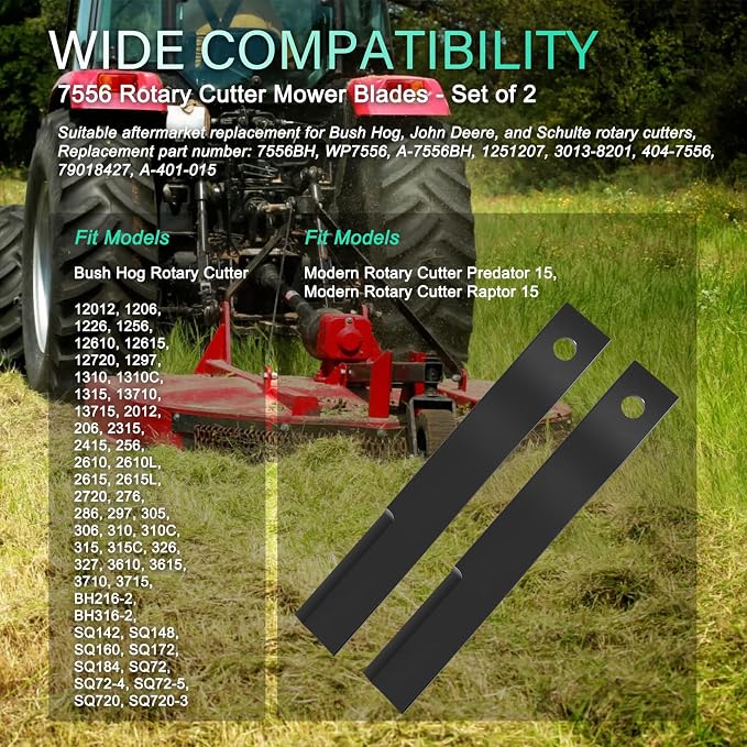Yoursme 7556 Blade Replacement for Bush Hog Rotary Cutter Blades 27’’x3/4’’ Lawn Mower Blades and Compatible with Rotary Replacement Blades for Brush Mowers (2 Blade Set)