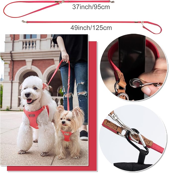 Puppytie Small Dog Harness and Leash Set, Red Camellia, S (9-17.5 lbs) | Dog Harness Small Sized Dog, Dog Leash for Small Dogs, Soft and Lightweight, Puppytie Dog Harness for Daily Walks