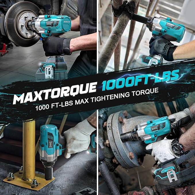 DIYtoolifz Cordless Impact Wrench 1/2 inch for Makita 18v Battery, 900FT-LBS (1200N.m) Brushless Electric Impact Gun, High Torque Power Impact Driver with 6Pcs Sockets & Storage Case (Tool Only)