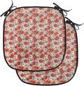 Lunarable Flower Chair Cushion Pads Set of 2, Blooming Poppies Ladybug Bumblebee Bee and Butterflies Summer Joyful, Anti-Slip Seat Padding for Kitchen & Patio, 16"x16", Vermilion Yellow Beige