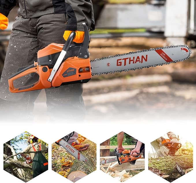 62cc Gas Powered Chainsaw 2-Cycle Gasoline Chain Saw with 20-Inch Guide Bar Cordless Gas Chainsaw for Tree Cutting Firewood Garden and Farm Use