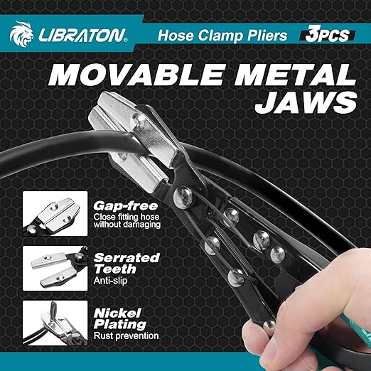 LIBRATON Hose Clamp Pliers, 3PCS Ratchet Hose Pinch Off Pliers, 8" 10" 12"