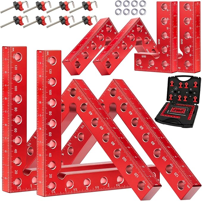 Corner Clamps for Woodworking, 8PCS 90 Degree Right Angle Clamps with Storage Box, 4PCS 5.5" & 4PCS 3.14" Aluminum Alloy Positioning Squares Woodworking Tools for Cabinets, Frames, Drawers