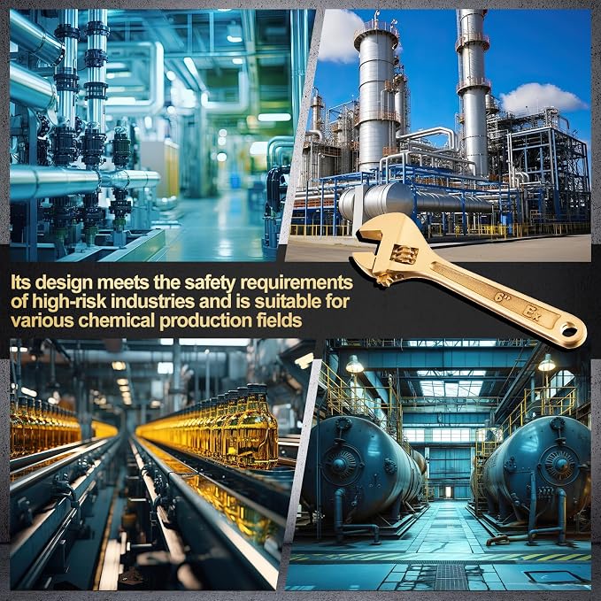 Hicarer 6 Inch Non-Sparking Adjustable Wrench, Aluminum Bronze Tool | Non-Magnetic, Oil & Gas Industry, Chemical Facilities, Hazardous Environments, Industrial Safety Applications