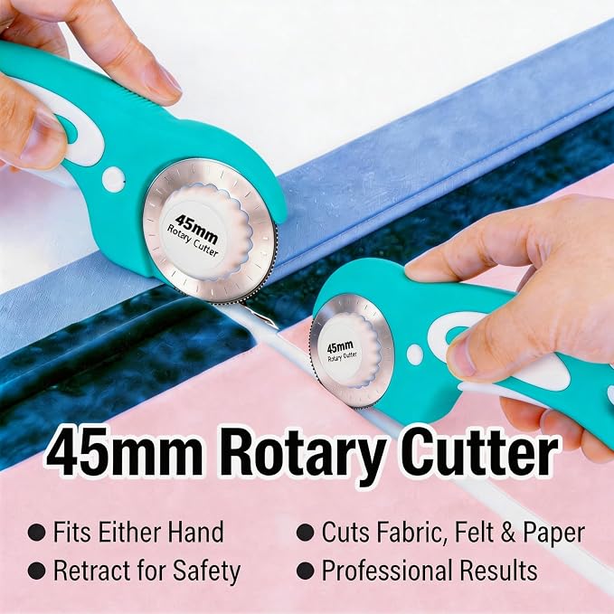 Quilting Kit with Quilting Ruler Holder, Rotary Cutter, Curved Corner Cutter Quilting Ruler, Slotted Quilting Ruler, Arcs Fans Quilt Circle Cutter Ruler, Non Slip Ruler Grip Rings, Heat Erasable Pens