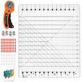 14-1/2" x 17-3/4" Slotted Quilting Ruler, Thickened Clear Acrylic Multi-Strip Template, Non-Slip Grip for Rotary Cutting, 1.5 & 2.5 Inch Strips, Jelly Rolls & Patchwork Squares