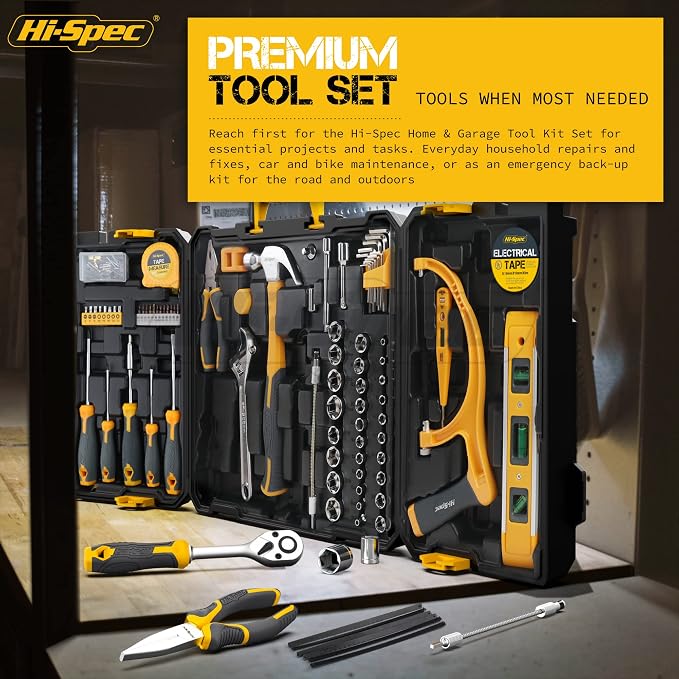 Hi-Spec Home Garage Mechanics DIY Tool Kit Handyman Auto Car with Toolbox