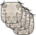 Lunarable Fleur De Lis Chair Cushion Pads Set of 4, Heraldic Pattern Royal Flower and Crowns Tiara Coat of Arms Knight, Anti-Slip Seat Padding for Kitchen & Patio, 16"x16", Beige Taupe and Ivory
