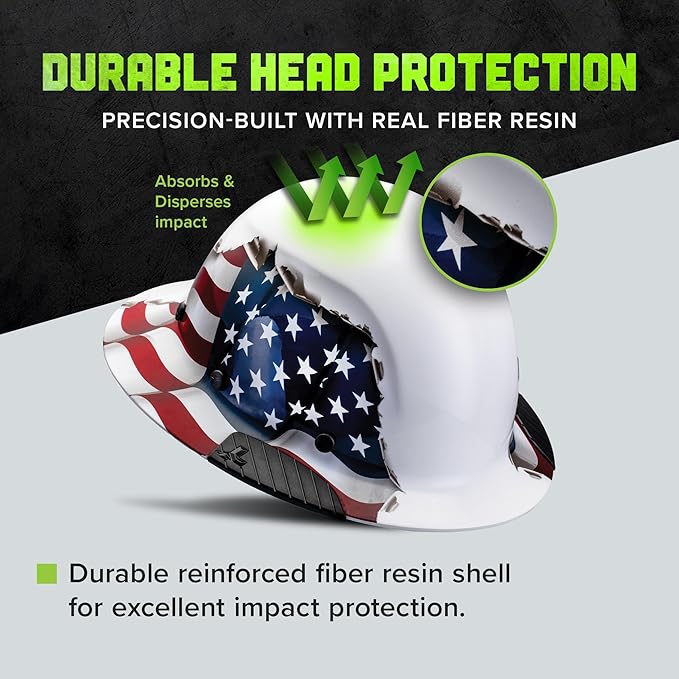 LIFT SAFETY Dax Fiber Resin Full Brim Safety Helmet/Hard Hat | 6 Point Suspension for Comfort & Impact Protection