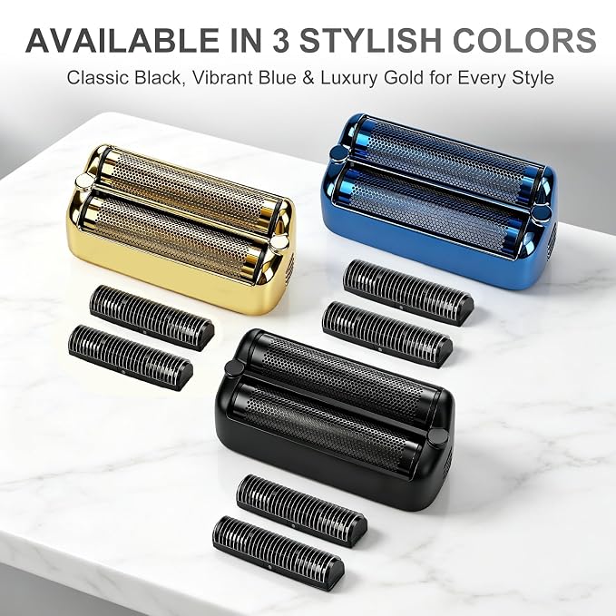 Replacement Foil and Cutter Blades - Compatible with BaBylissPRO FXONE Shavers, Double Foil & Cutter Set for Smooth Shaving (Blue-2pcs)