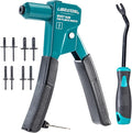LIBRATON Plastic Rivet Gun Kit, 90 Degree Angle Hand Riveter with 40 Nylon Rivets (4 Sizes), Universal Nosepiece for Automotive/Electronics, Ergonomic & 50% Lighter Force