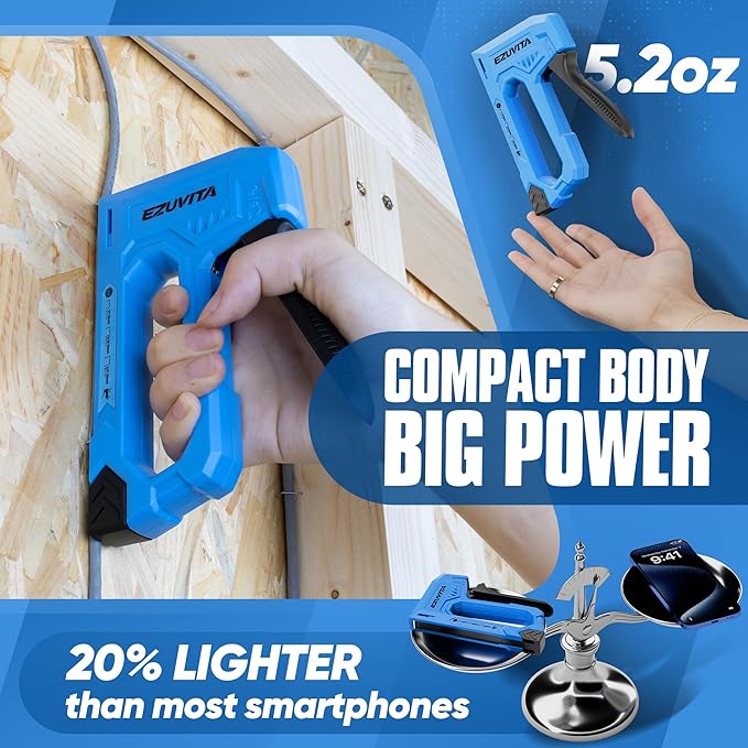 Light Duty Staple Gun for Wood, Blue Upholstery Staple Gun Kit with 2000pcs JT21 Staples 1/4, 5/16, 3/8 inch and Staple Remover, Stapler Gun for Crafts, DIY, Classroom, Mothers Day Gift