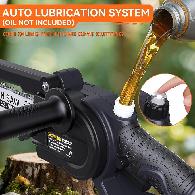 Cordless Mini Chainsaw Compatible with Dewalt 20V MAX Battery (Battery Not Included), 8 Inch Brushless Electric Chainsaw, Auto Oiler, Handheld Pruning Saw for Tree Branch Cutting