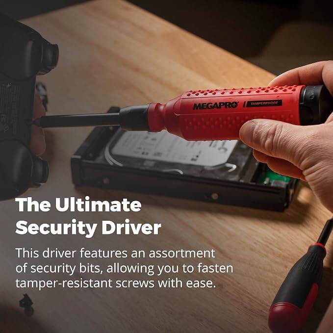 Megapro Tamperproof Security Screwdriver Set | Multi-Bit Screwdriver with ¼” Hex Shaft | Hex Pin, Spanner, Torx Pin | Compact Security Bit Set (The Original)