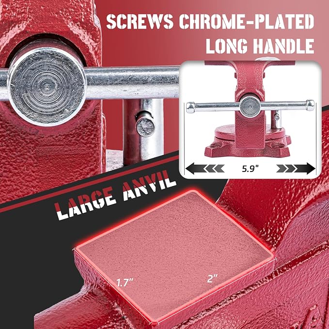 4.5"Bench Vise, 3"Jaw Opening 240° Swivel Base 2.6" Throat Depth