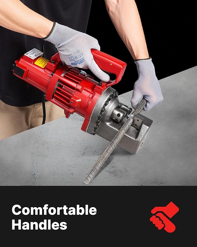 VEVOR Electric Hydraulic Rebar Cutter 1250W 110V - Portable, Cuts #6 4-20mm Rebar in 4 Seconds, with Stainless Steel Carry Case