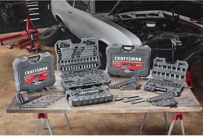 CRAFTSMAN OVERDRIVE 121-Piece Gunmetal Chrome Mechanics Tool Set, Standard SAE/Metric Socket Set, with Hard Case (CMMT99121L)