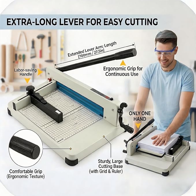 Heavy Duty Paper Cutter Guillotine 12 Inch Cutting Length Capacity Up to 400 Sheets Ideal for Offices Schools Print Shops Professional Quality Trimmer for Precision Cutting