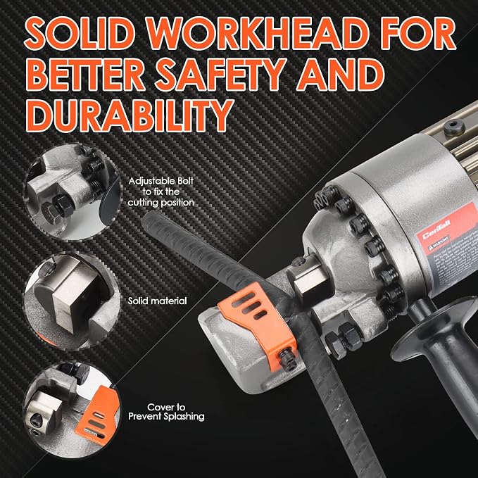 5/8" Electric Hydraulic Rebar Cutter 1-1.5s Cutting Speed Portable Rebar Cutter Cutting Rebar 4-16mm 1000w 120v/60hz RC16A (Grey + Orange)