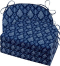 Cozyide Outdoor Chair Cushions, Waterproof Patio Seat Cushions with Adjustable Straps, Round Corner Patio Chair Cushions for Garden, Indigo Badge, 17x16x2 Inch (Pack of 4)