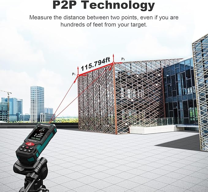 Laser Measure, MiLESEEY Laser Distance Meter, Rechargeable Multifunctional Laser Measurement Tool with Pointfinder Camera,P2P Technology, Perfect for Outdoor Long-Range Measuring