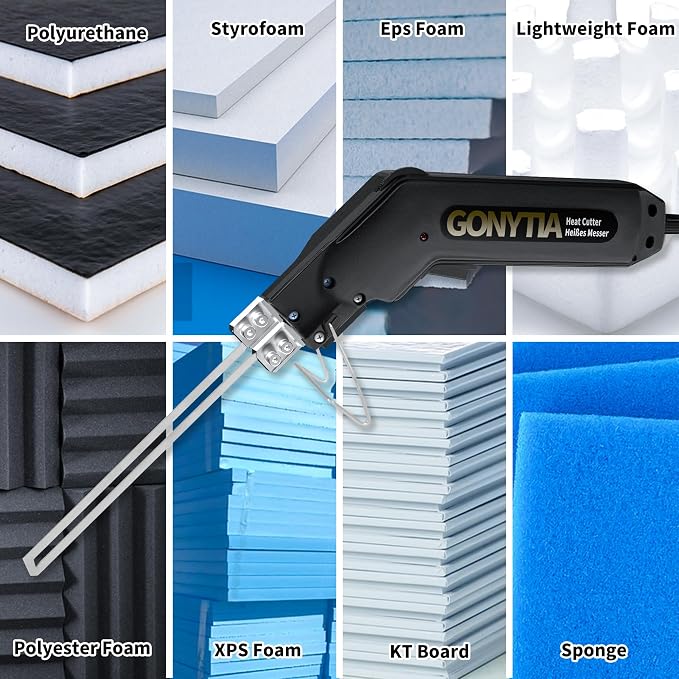 Hot Knife Foam Cutter, Innovative Pro Styrofoam Cutting Tool Kit with Foldable Safety Stand, Electric 190W Hot Knife with 4 Blades for PP, EPS, XPS, EVA, EPE, PU, KT Board (KD-5)