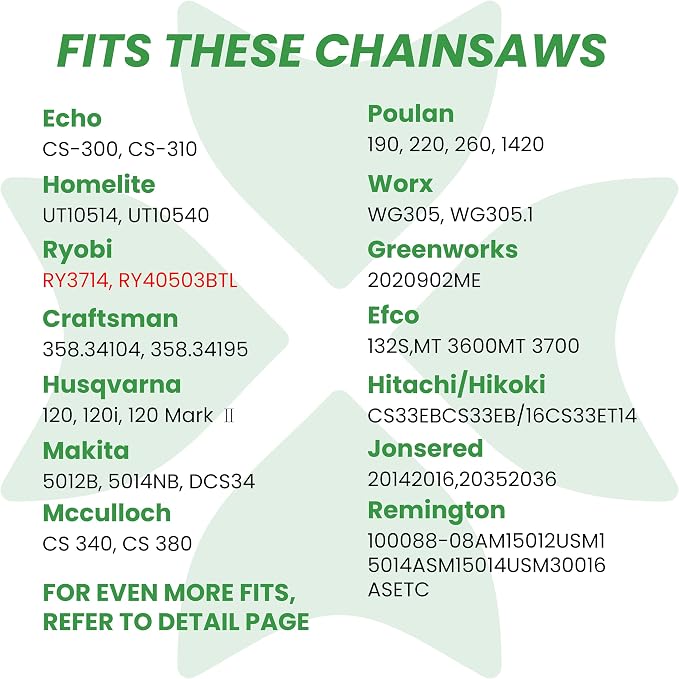 BYANE 14-Inch Carbide Chainsaw Chain 3/8"LP Pitch .050" Gauge 52 DL | Fits Husqvarna 120 Mark II, Echo CS-310, RY3714