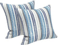 LVTXIII Outdoor Pillows 20x20 Inch, 2 Pack Large Decorative Square Throw Pillows with Inserts for Couch, Bed, Floor Seating, Patio Furniture, Stripe Layered Blue