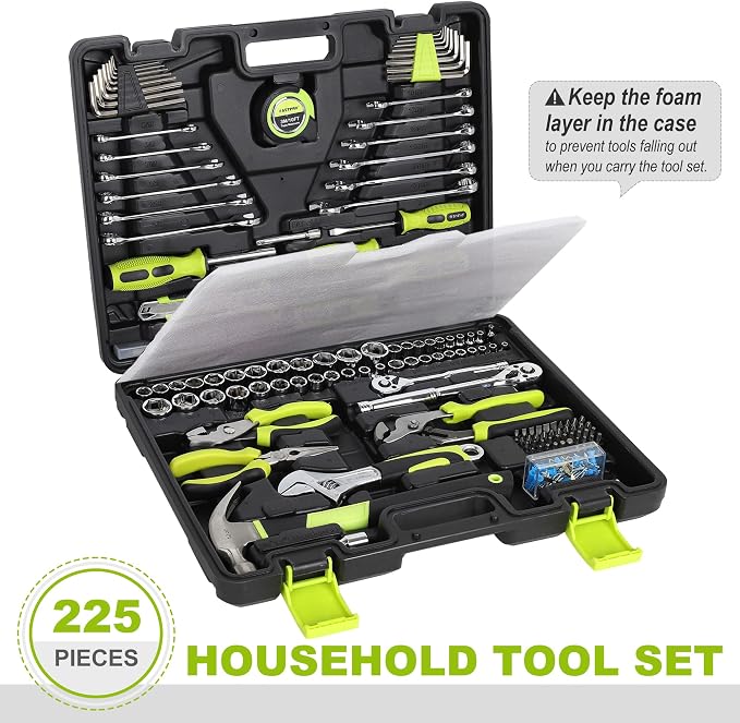 FASTPRO 225-Piece Home Repairing Tool Kit with Tool Box