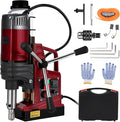 1.57 Inch Magnetic Drill Press, 210mm Max Stroke, 13000N Magnetic Force, 1550W 820 RPM Portable Electric Mag Drill Machine for Metal Drilling, Industrial Grade with Drill Chucks & Annular Cutters Kit