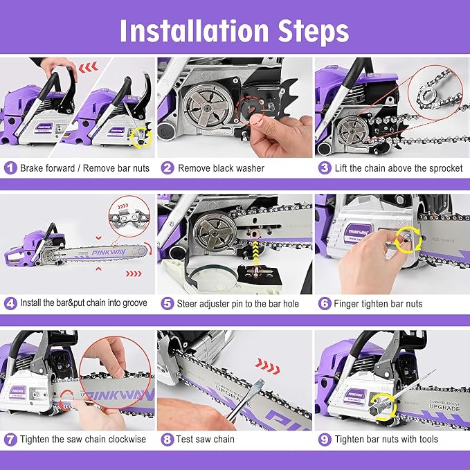 2-cycle 63CC Chainsaw Saw Gas Powered 20" Chain Saws Cordless Petrol Saw Handheld Chainsaw for Cutting Wood Trees Branches，63ACG