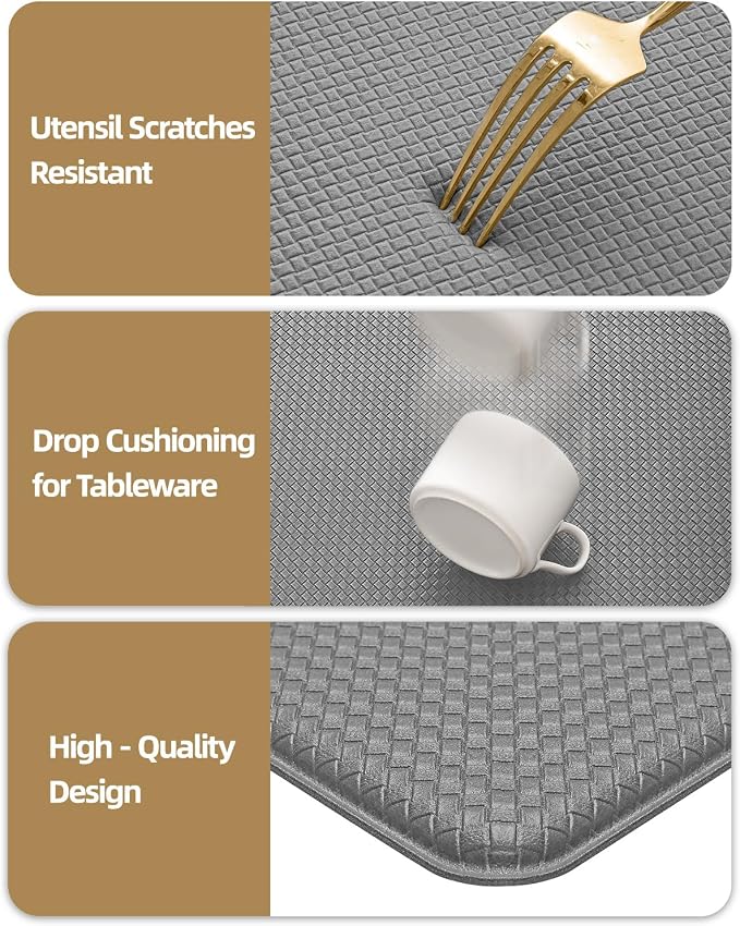 Color&Geometry Anti Fatigue Cushion Kitchen Mat for Floor -24"x94",Wide,Easy Clean, Water & Oil Proof, Anti Slip, Foam Rubber Runner Rug for Front Sink Comfort Standing,Grey