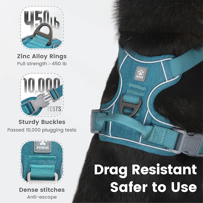 Pawaii Small Dog Harness - Soft Padded Pet Vest with ID Tag, No Choke, Adjustable Control Handle