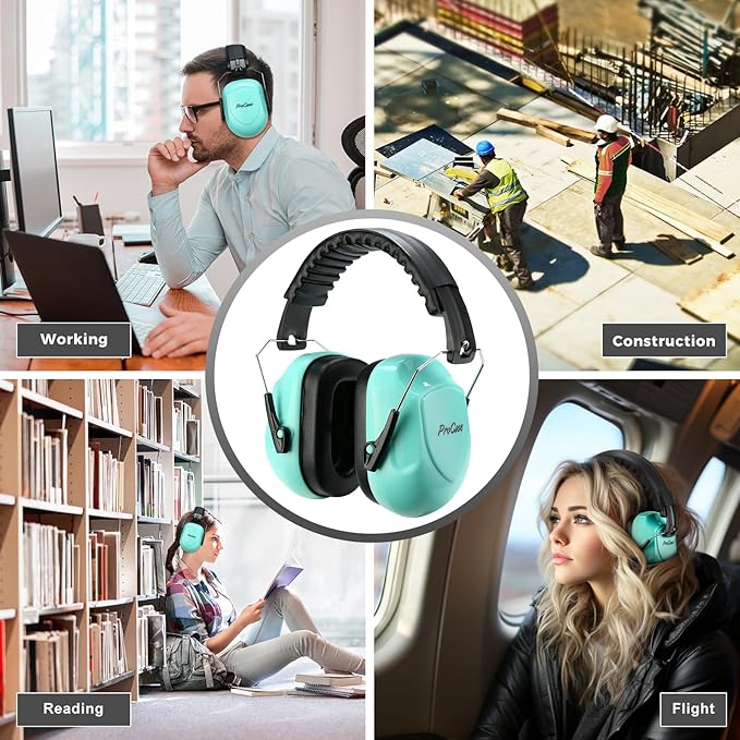 ProCase Noise Reduction Ear Muffs, Sound Proof Ear Protection, NRR 28dB Noise Cancelling Headphones for Adults Kids Autism, Hearing Protection for Mowing -Teal
