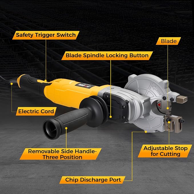 PT-101 Cutting Edge Saw, Hand Hold Electric Rebar Cutter, Cold Cut Blade, 1100W, 120V60Hz (Saw Kit)