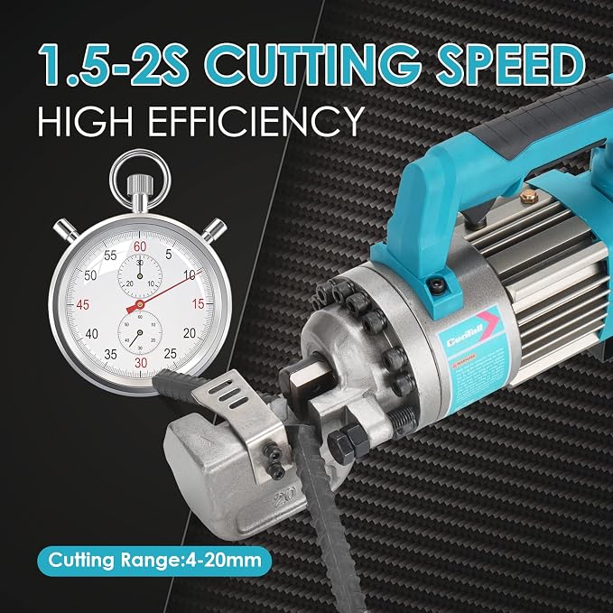 1050W Electric Rebar Cutter, Portable Rebar Cutter, Cutting up to 3/4 Inch 4-20mm #6 Rebar, Cutting Speed 1.5-2S RC20B (Blue)