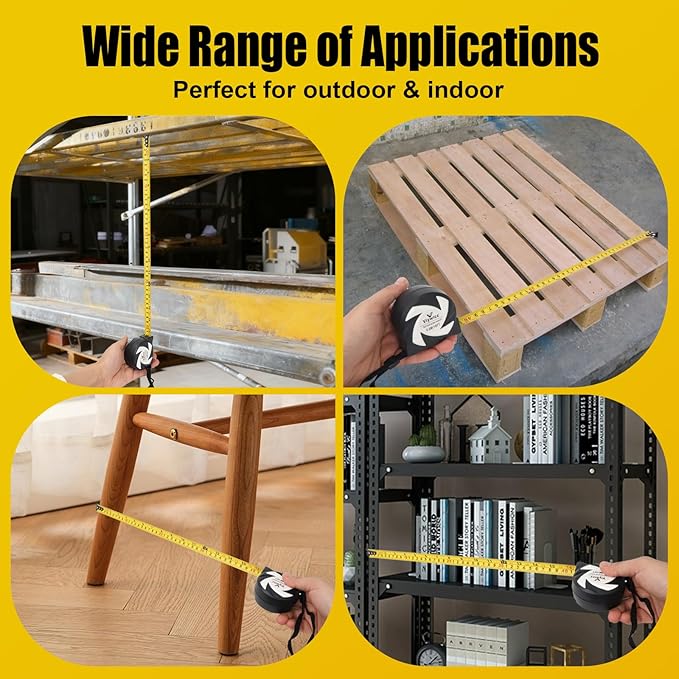 Tape Measure with Auto-Lock, 16FT/5M Professional Measuring Tape & Painters Tape, Metric Measuring with Durable Matte Blade, Gift for Craftsmen - Viywicz