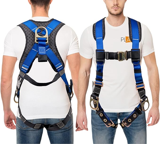 Full Body Harness with 5 Point Adjustment, Dorsal D-ring, Grommet Legs, Two Side D Rings, and Fall Indicators